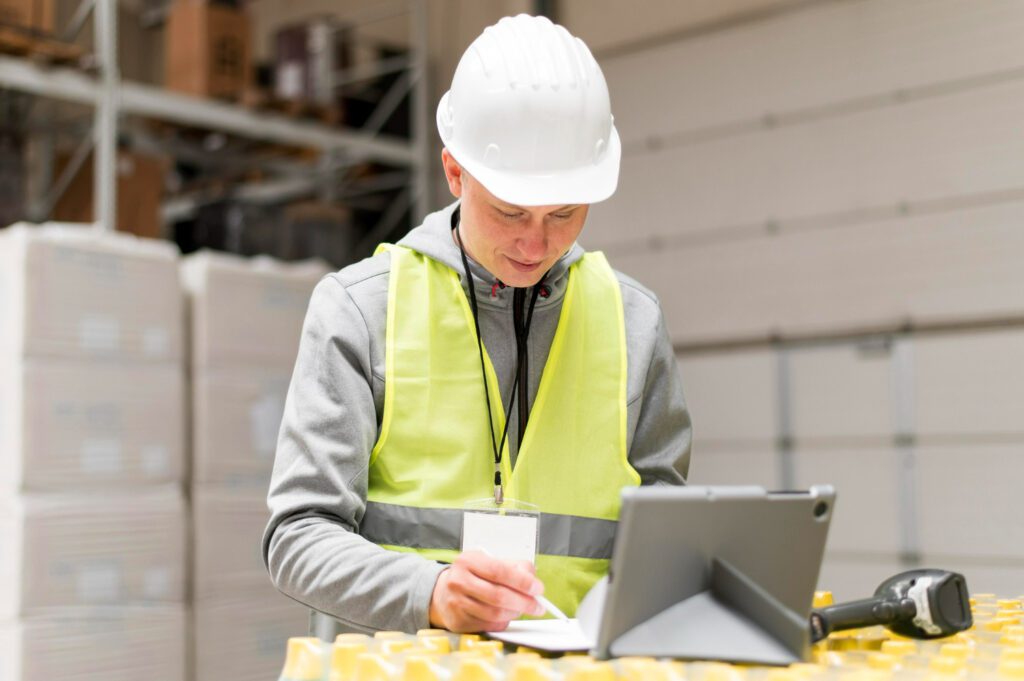 primer plano-ingeniero-de-construcción-usando-tableta