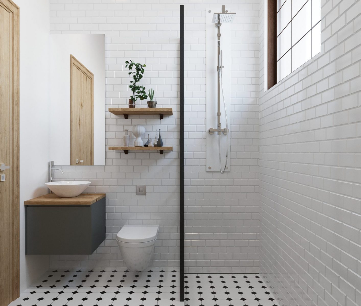 baño con ducha estilo moderno